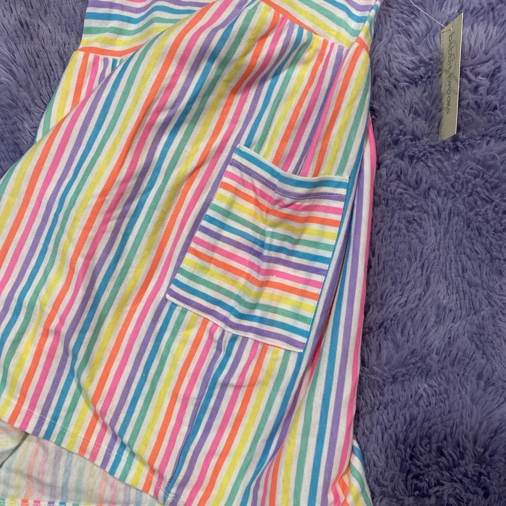 Girls Spring/Summer Pinstripe‎ Rainbow Dress